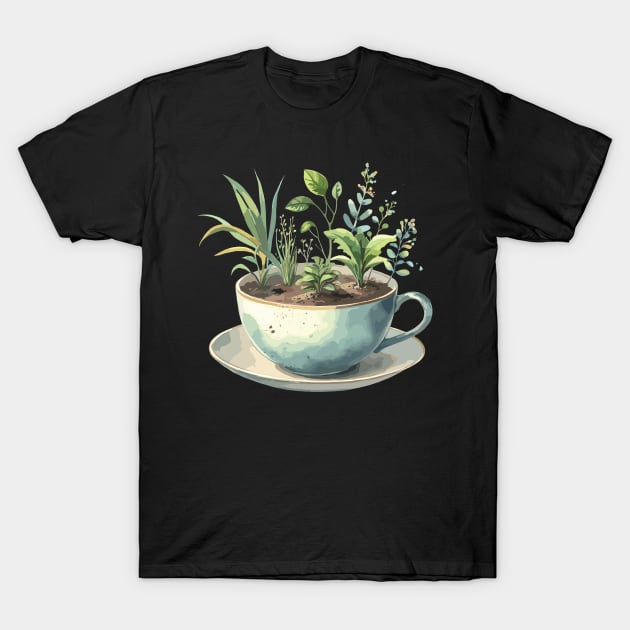 Plants Tea cup T-Shirt by Siha Arts